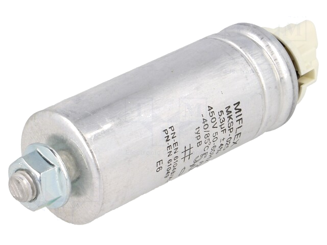 Condensator: voor ontladingslampen; 5,3uF; 450VAC; ±4%; Ø31x76mm Condensator: voor ontladingslampen; 5,3uF; 450VAC; ±4%; Ø31x76mm